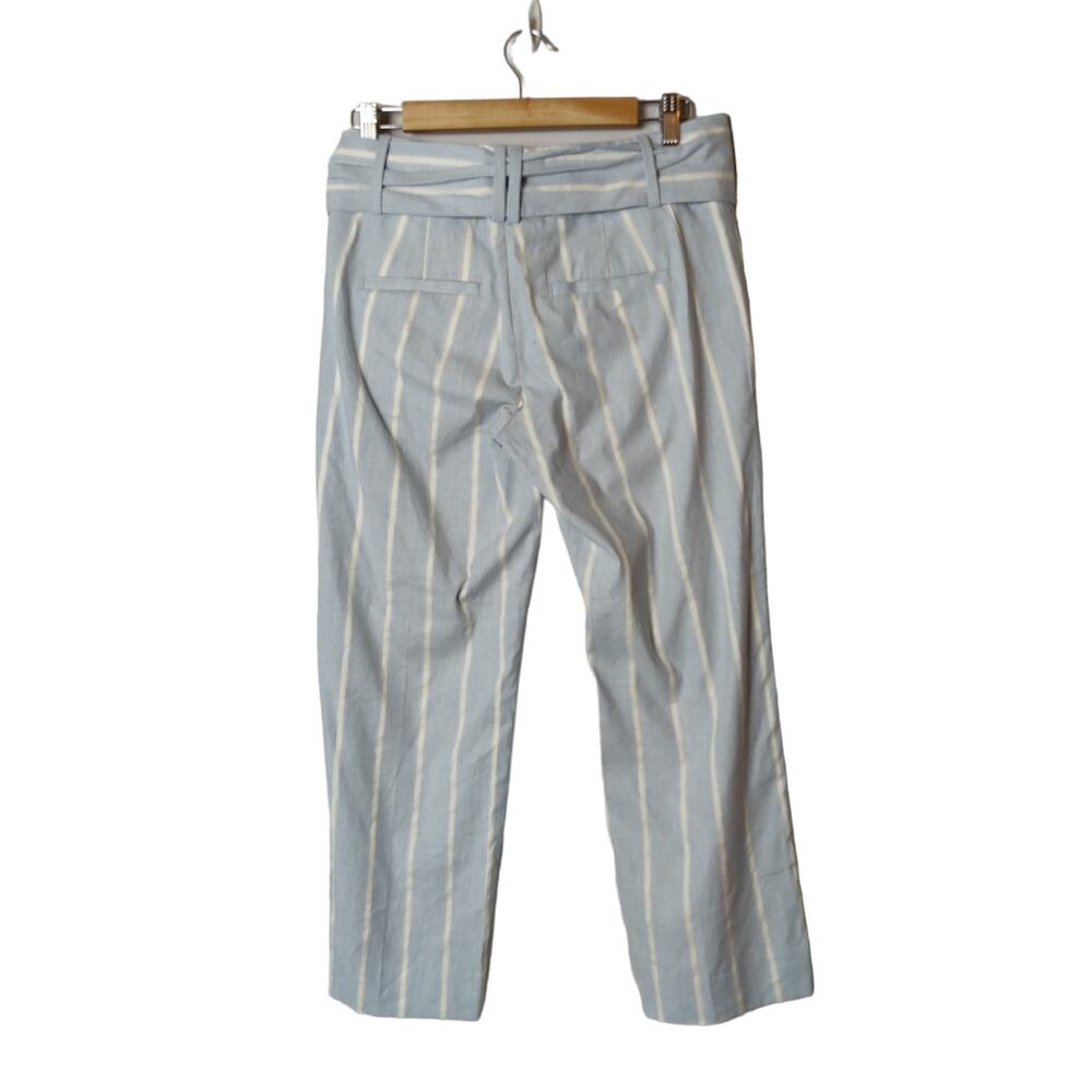 Banana Republic Women's Sz 4 Blue White Linen Blend Logan Cropped Trouser Pants - Picture 9 of 9